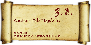 Zacher Mátyás névjegykártya
