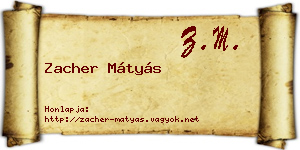 Zacher Mátyás névjegykártya